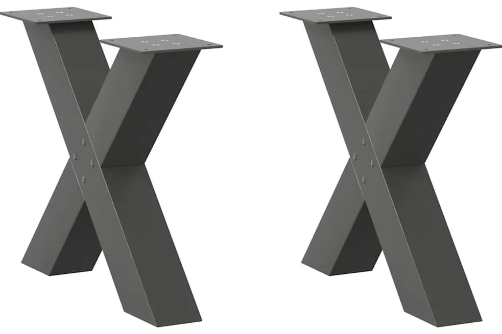 vidaXL Pés para mesa de centro em formato de X, 2 peças, antracite, 60x (42-43) cm, aço
