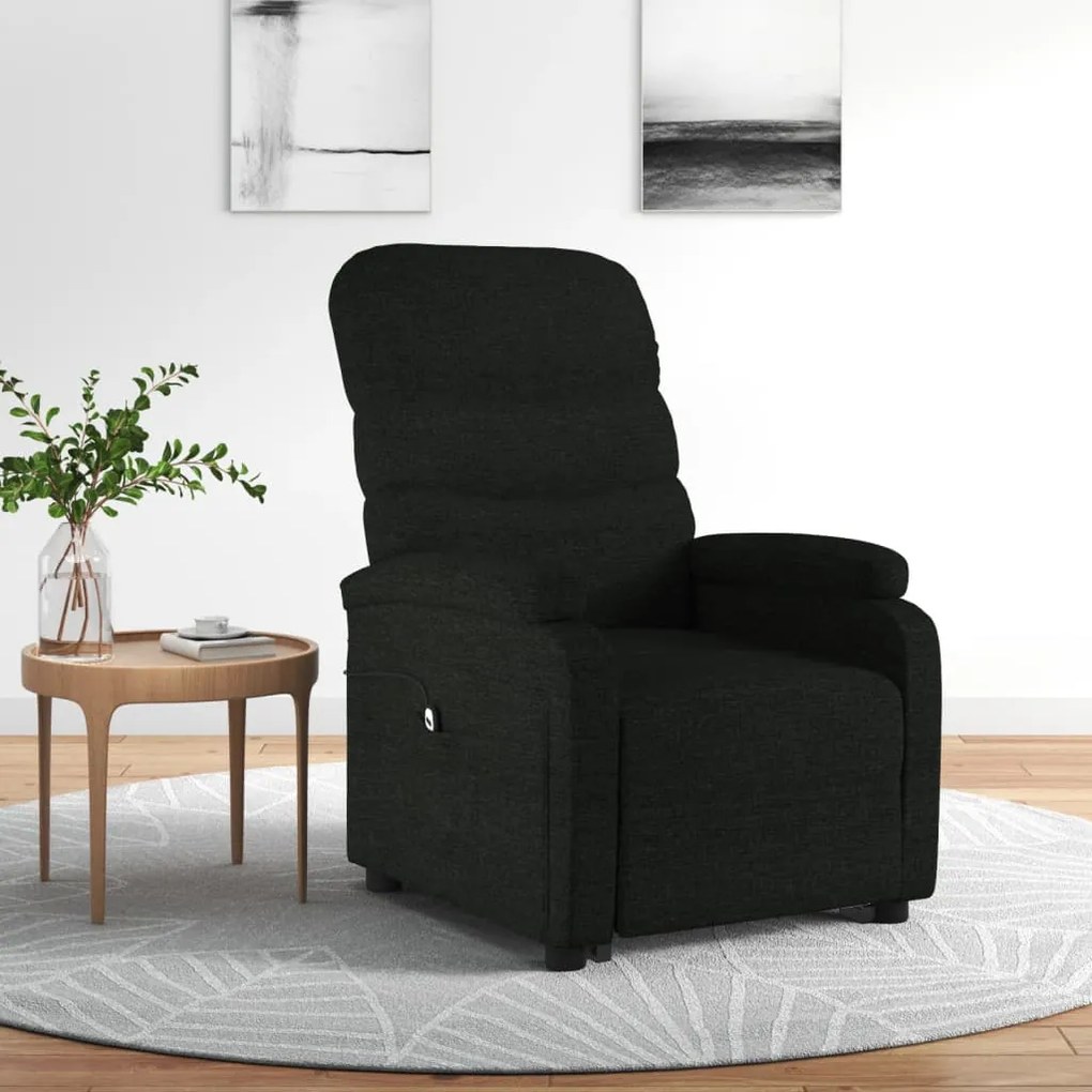 vidaXL Poltrona elevatória tecido preto