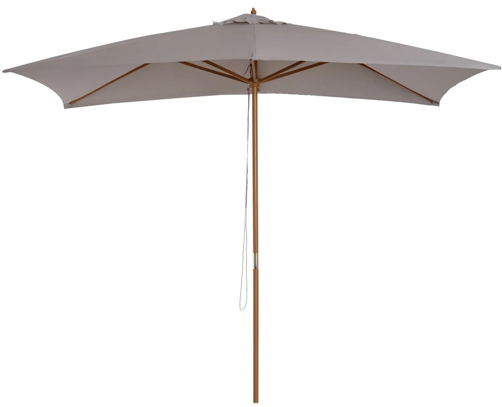 Outsunny Chapéu de Sol de Jardim com Sistema de Polea Teto Ventilado e Mastro de Madeira para Exterior 2,95x2x2,55m Cinzento