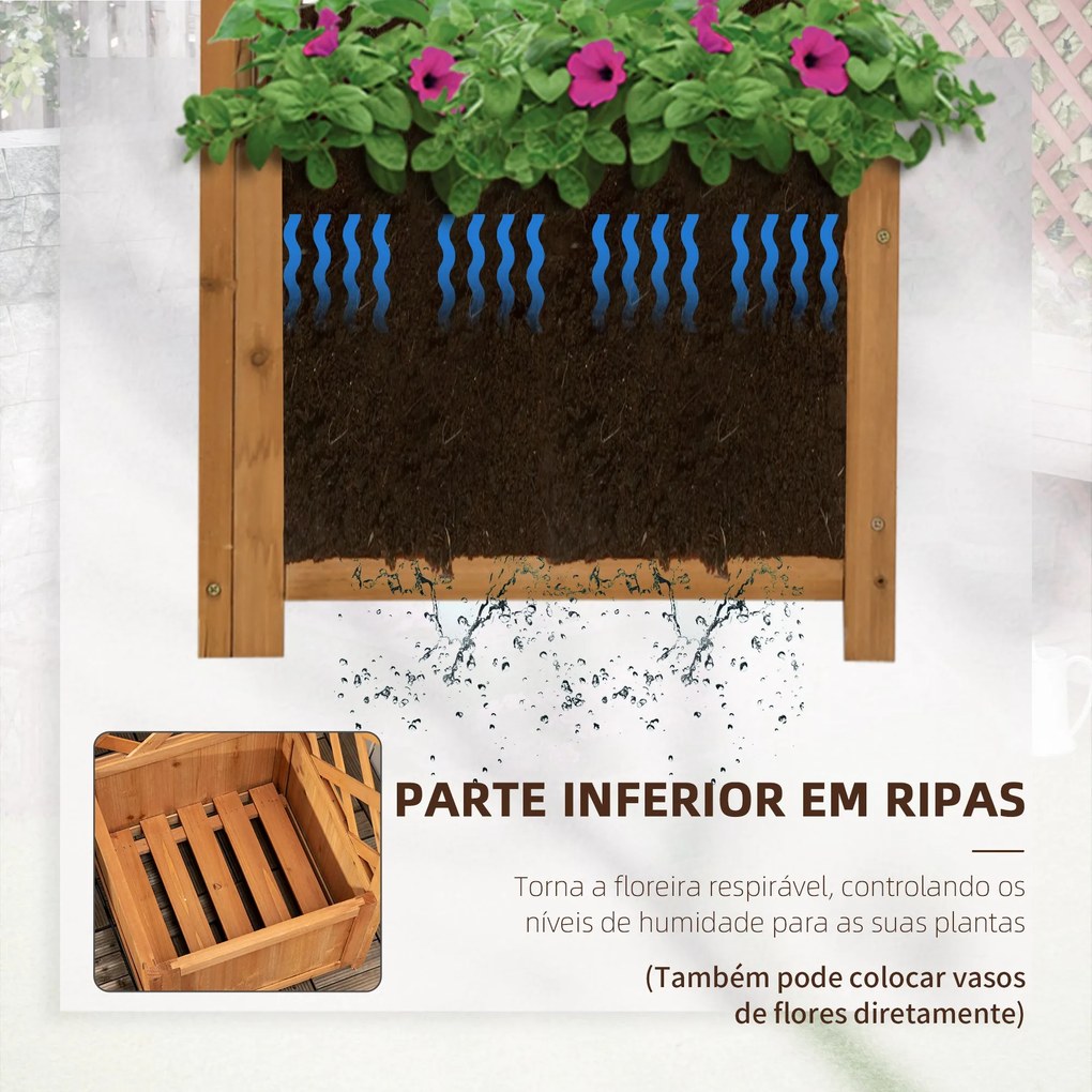 Floreira com Treliça de Madeira Caixa de Plantio com Suporte para Plan