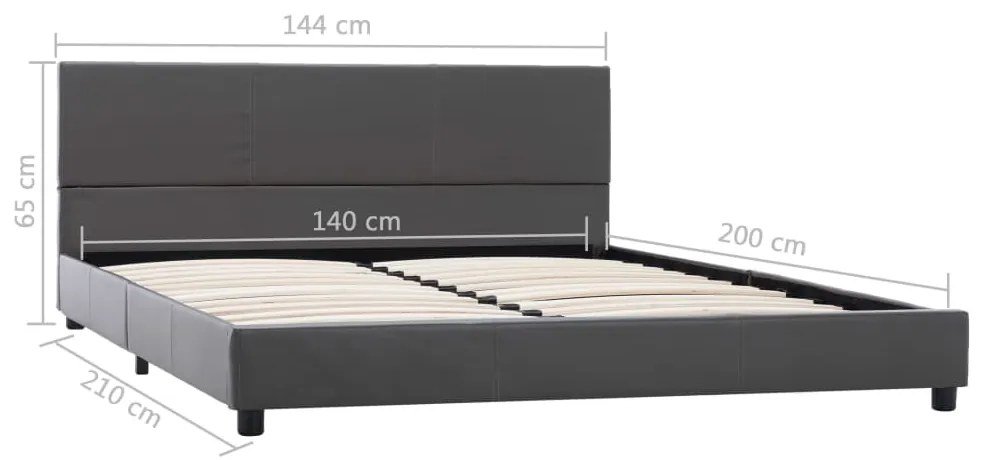 Estrutura de cama 140x200 cm couro artificial cinzento