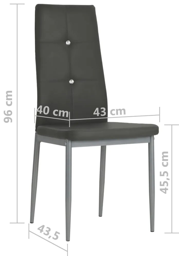 Cadeiras de jantar 2 pcs couro artificial cinzento