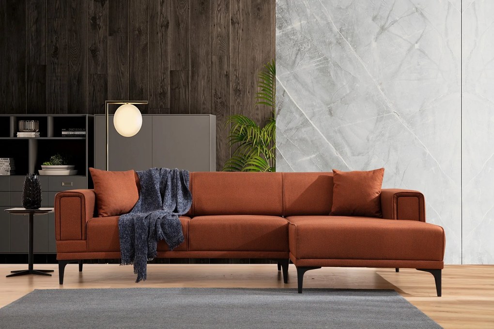 Sofá-Cama de Canto Horizon – Vermelho Telha – 250x140 cm