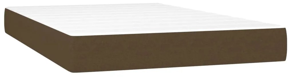 Cama box spring c/ colchão/LED 120x200cm tecido castanho-escuro