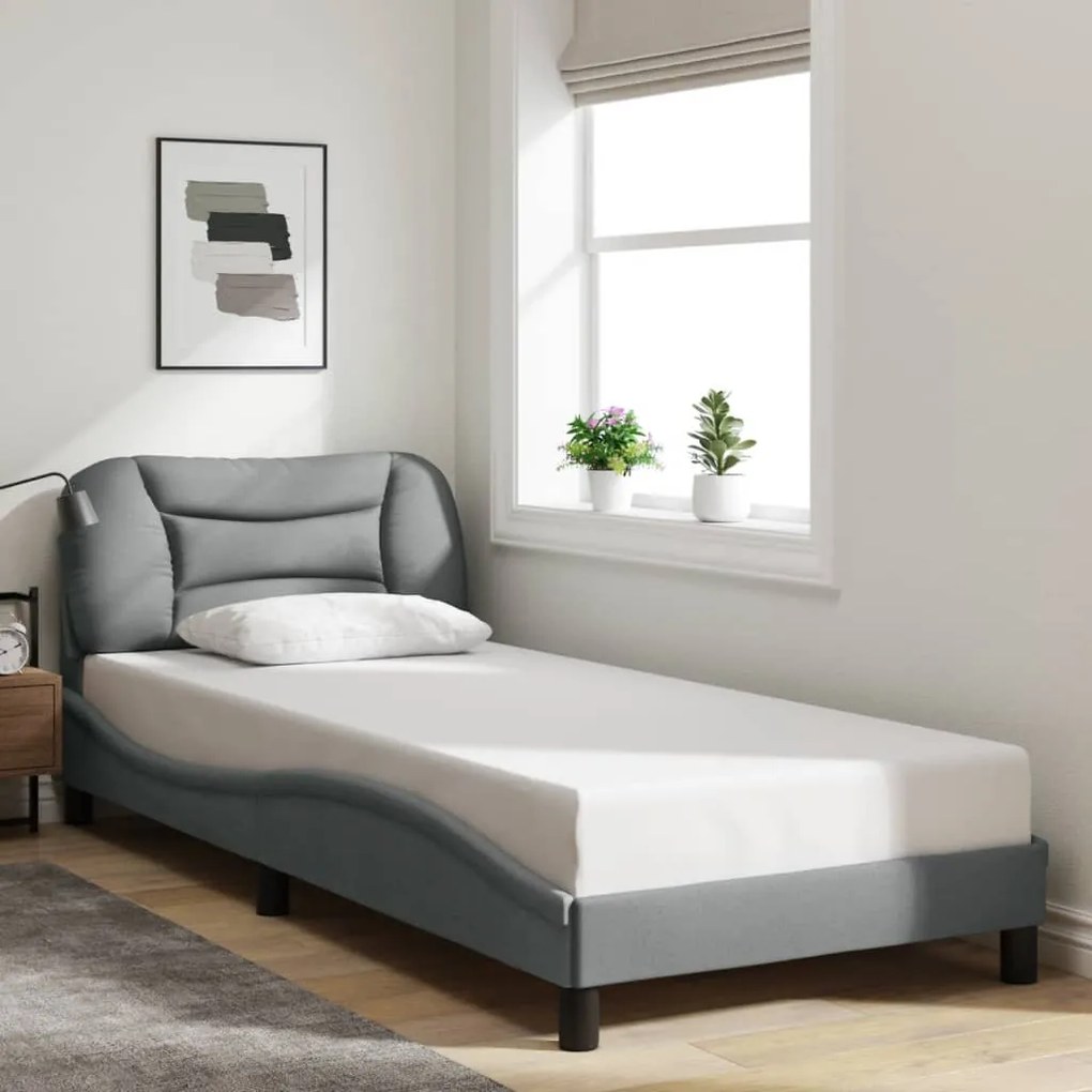 Estrutura de cama com LED sem colchão 90x190 cm tecido