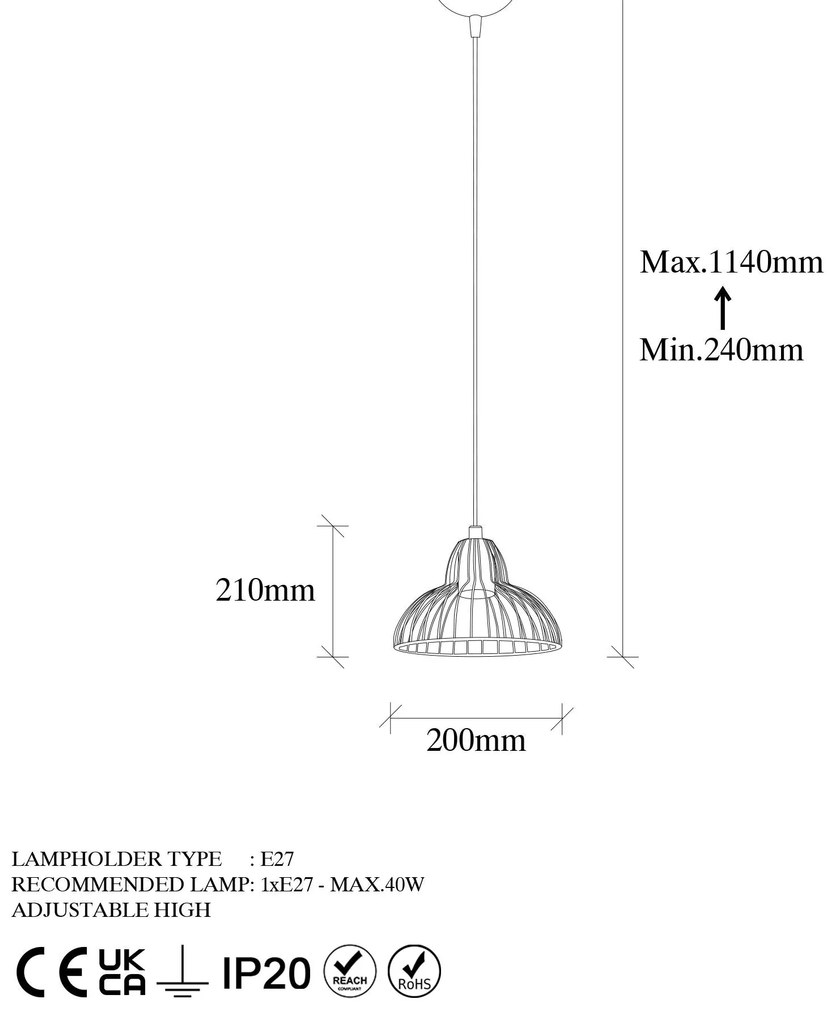 Chandelier Dopo – Preto Antique – 20 x 20 x 114 cm
