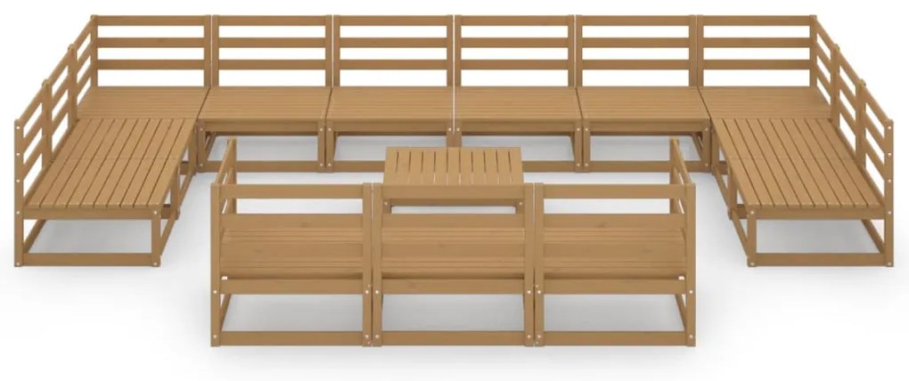 14 pcs conjunto lounge de jardim pinho maciço