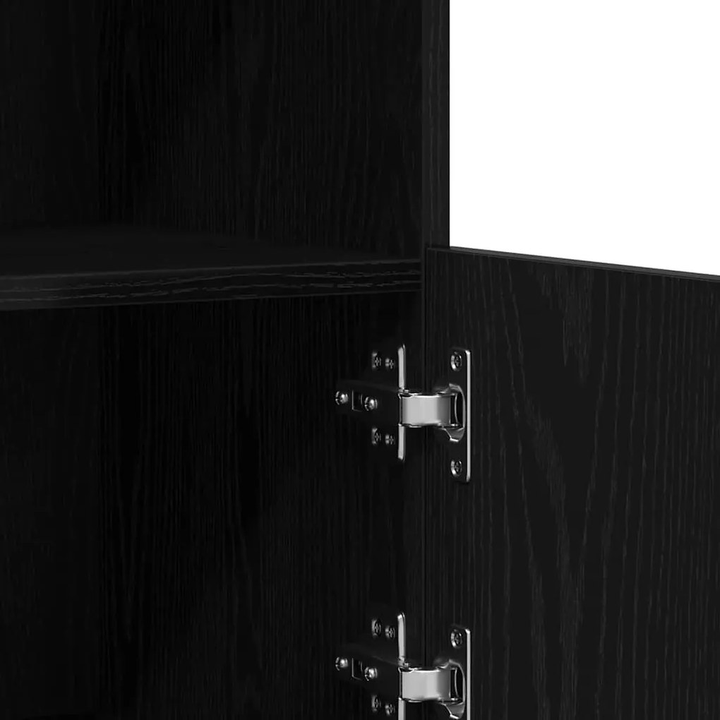 Aparador com Luzes LED Carvalho Preto 81x37x67 cm
