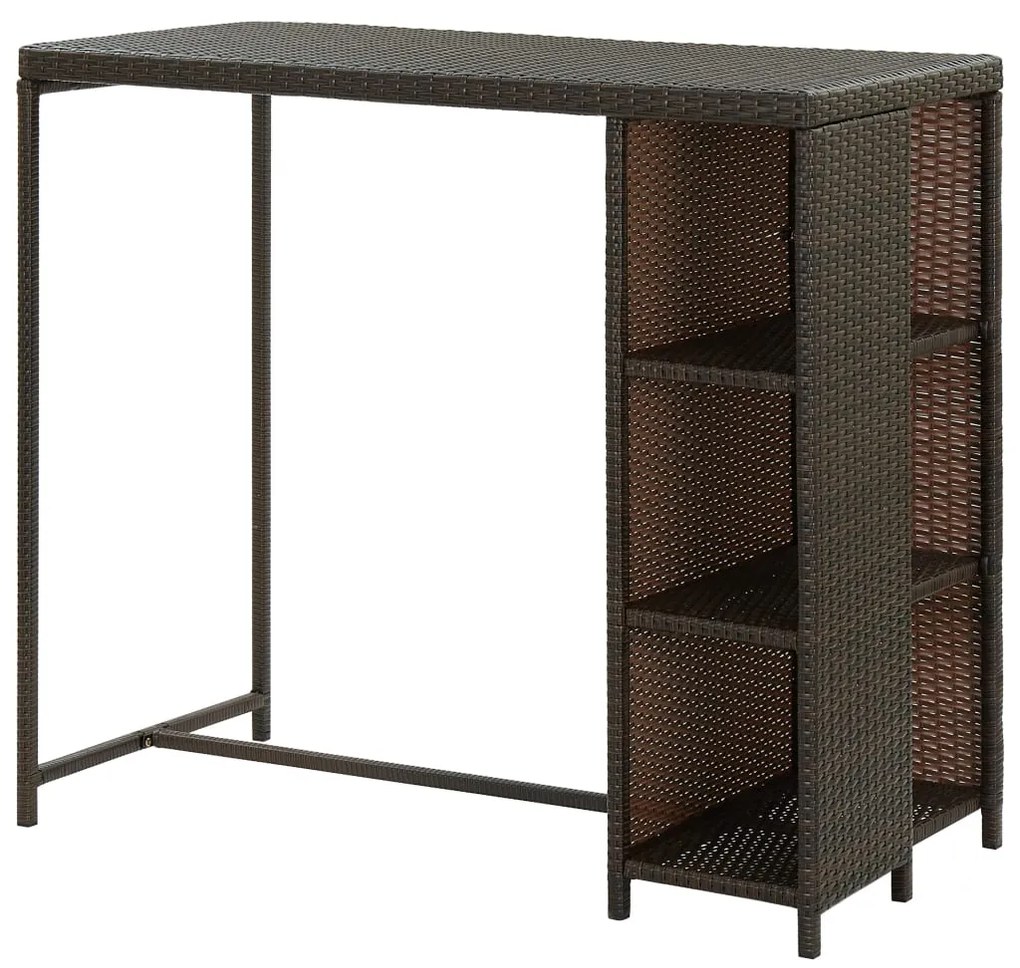 Mesa de bar com prateleiras 120x60x110 cm vime PE castanho