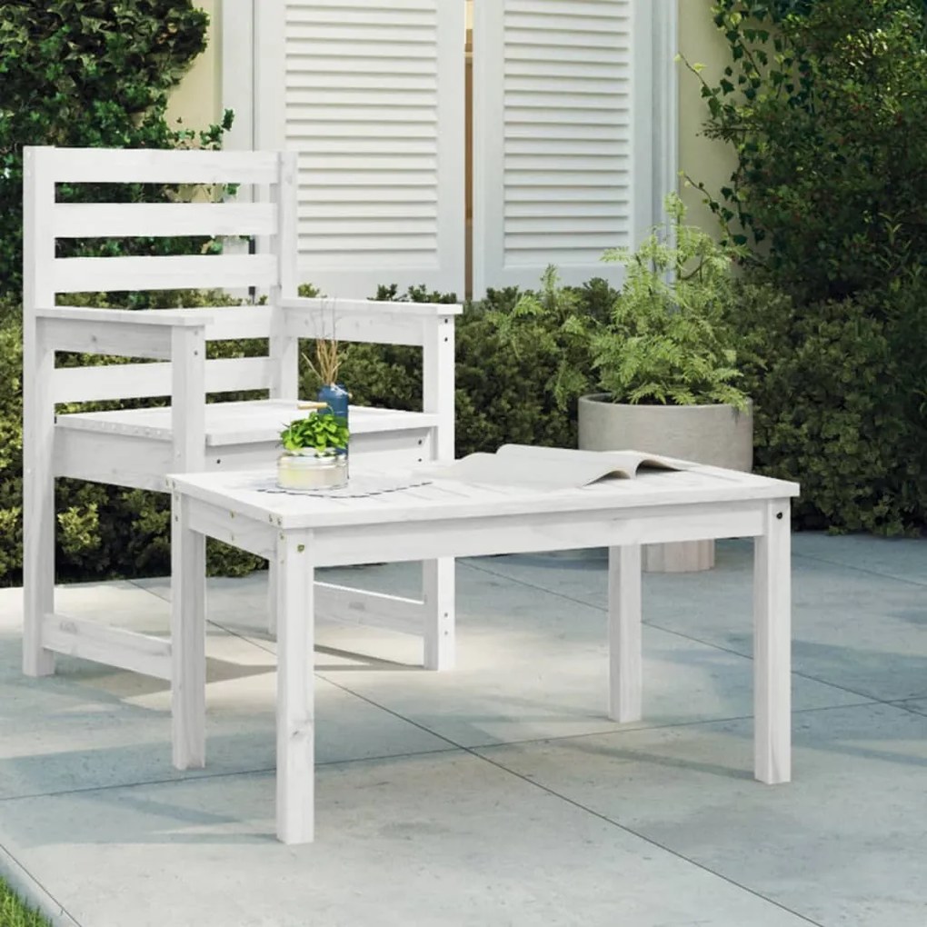 824114 vidaXL Mesa de jardim 82,5x50,5x45 cm madeira de pinho maciça branco