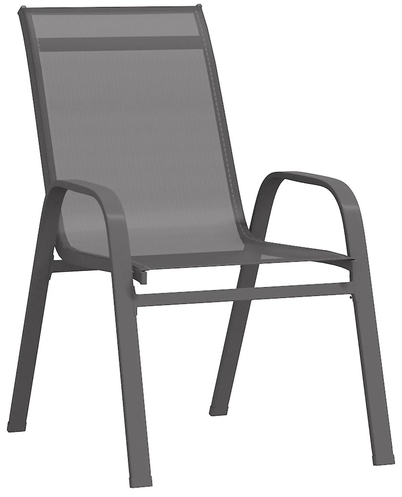 Conjunto de Jantar para Jardim vidaXL de 7 Peças Cinza Textilene e Aço