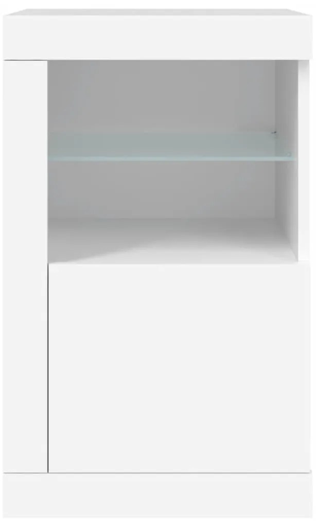 Móveis de apoio c/ luzes LED 2 pcs derivados de madeira branco