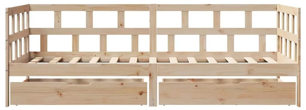 Sofá-cama com gavetas 90x200 cm madeira de pinho maciça