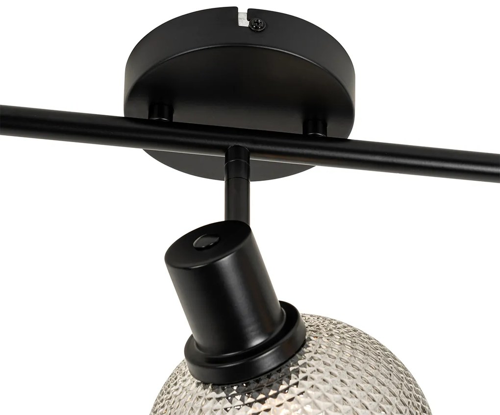 Foco de design preto com vidro fumê 3 luzes - Chico