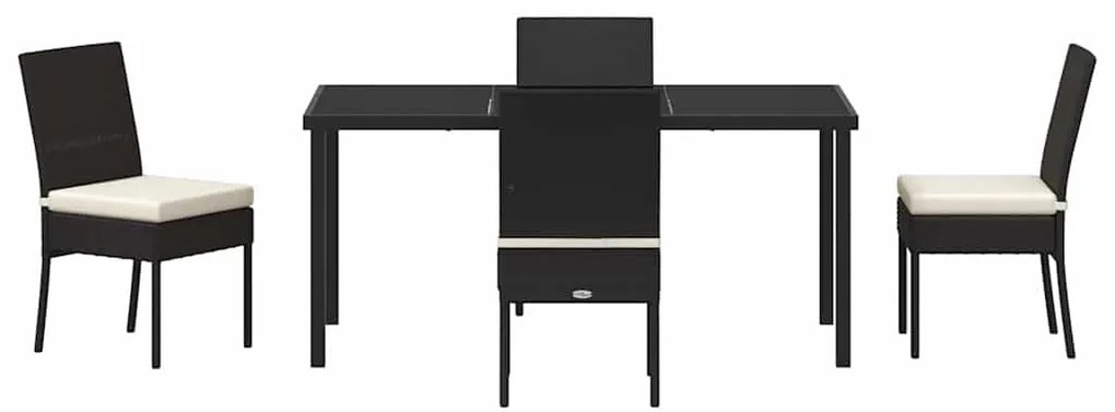 Conjunto de Jantar para Jardim com 5 Peças em Rattan Sintético Preto.