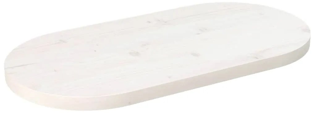 Tampo de mesa oval 60x30x2,5 cm madeira de pinho maciça branco
