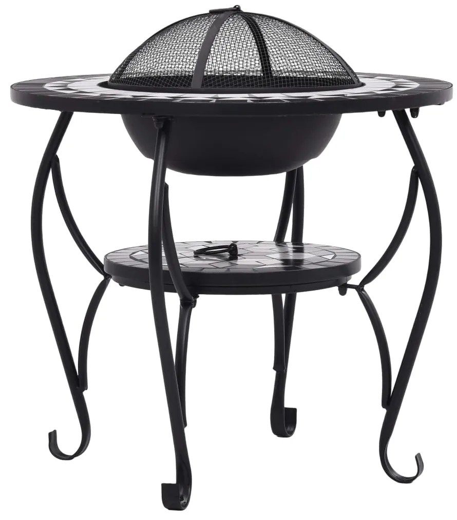 Mesa braseira em mosaico 68 cm cerâmica preto e branco
