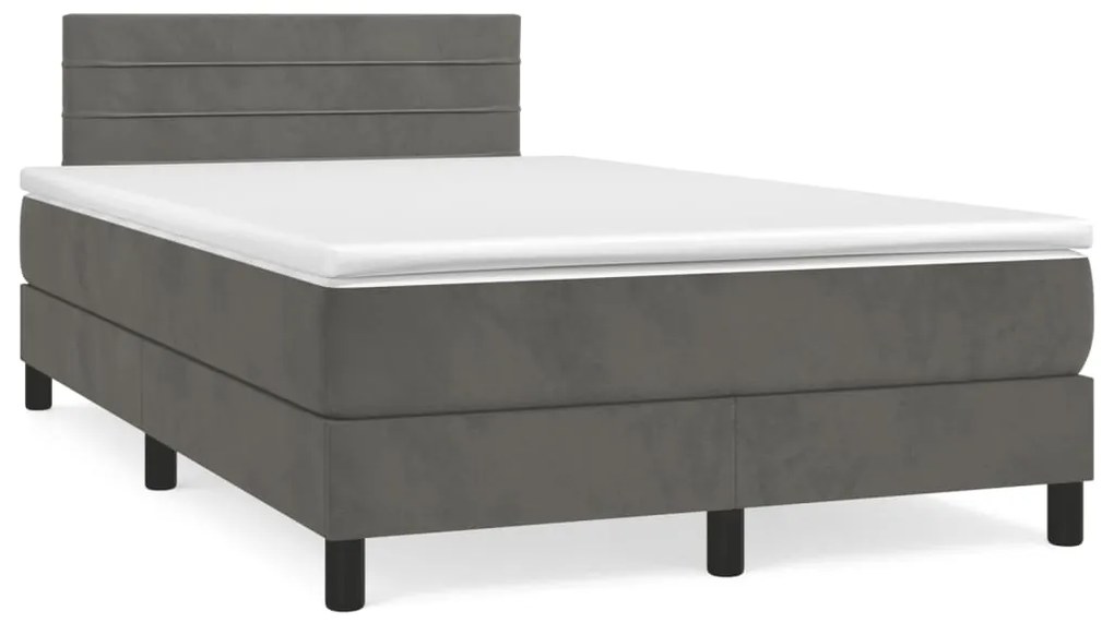 Cama boxspring com colchão 120x190 cm veludo cinzento-escuro
