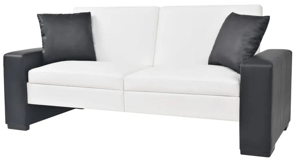 245002 vidaXL Sofá-cama com braços ajustável PVC branco