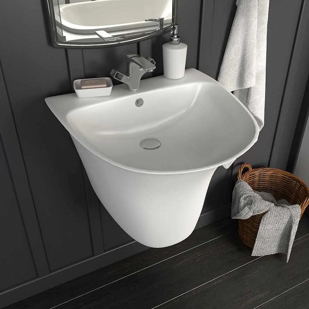vidaXL Lavabo Branco 47 x 45 x 37 cm Cerâmica Vidrada