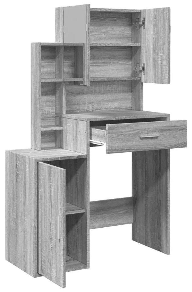 Toucador com armário 80x35x132 cm cor cinzento sonoma