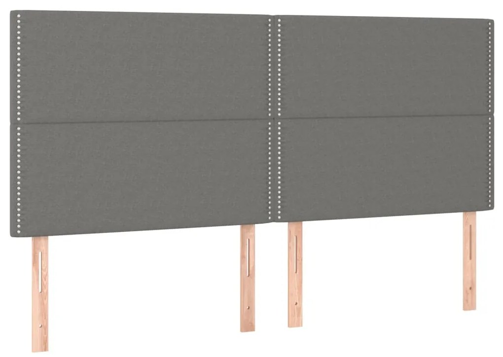 Cabeceira de cama c/ LED tecido 160x5x118/128 cm cinza-escuro