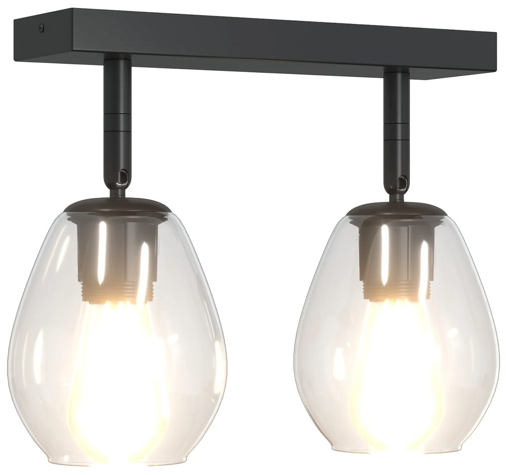 Luzes de teto com cúpula de vidro ajustável Antracite E27