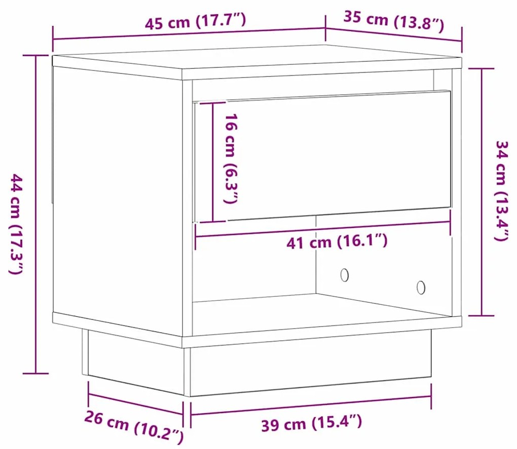 Criado-mudo vidaXL Madeira Velha 45x34x44 cm Madeira Engenharia