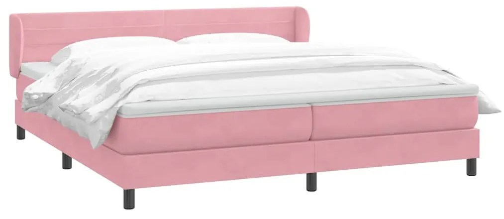 Cama com molas colchões 200x210 cm veludo rosa