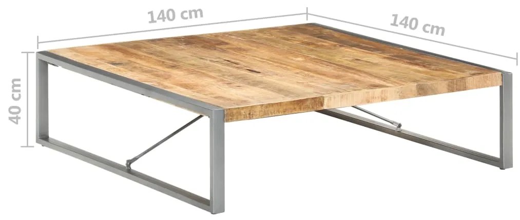 Mesa de centro 140x140x40 cm madeira de mangueira áspera