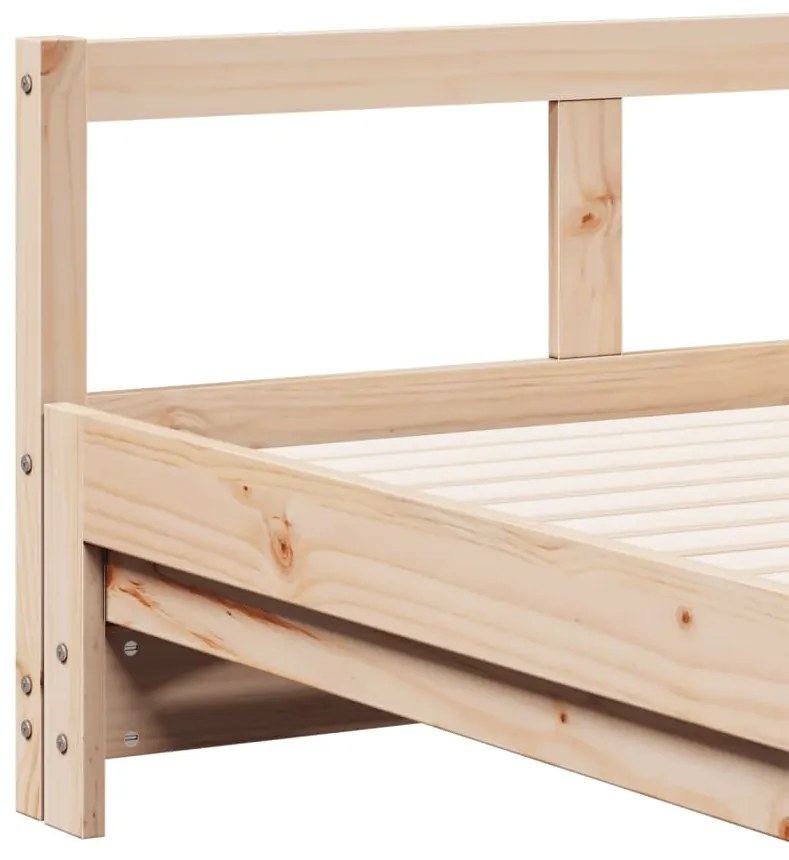 Sofá-cama com gavetão e colchões 80x200 cm pinho maciço