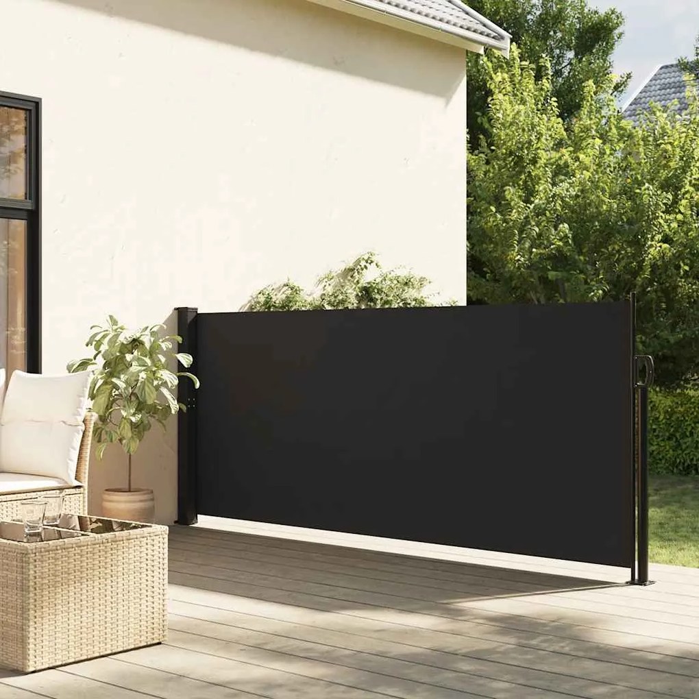 Toldo lateral retrátil 117x300 cm preto