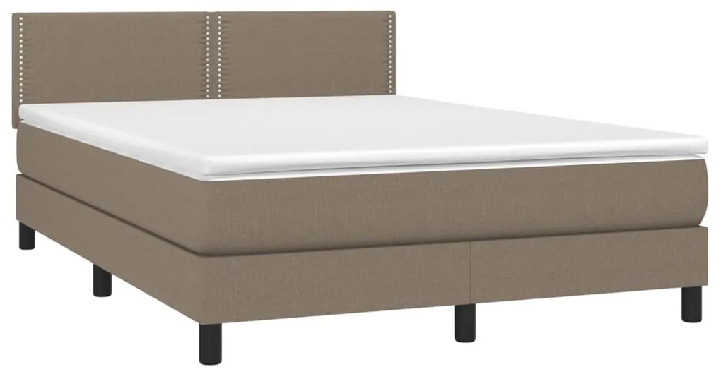 Cama box spring colchão/LED 140x200 cm tecido cinza-acastanhado