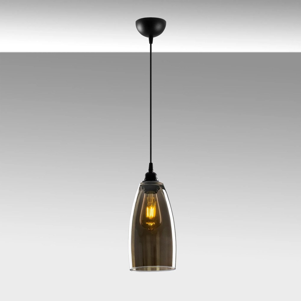 Candeeiro Suspenso Smoked – Fumê – 13 x 13 cm