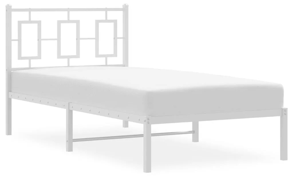 Estrutura de cama com cabeceira 90x190 cm metal branco