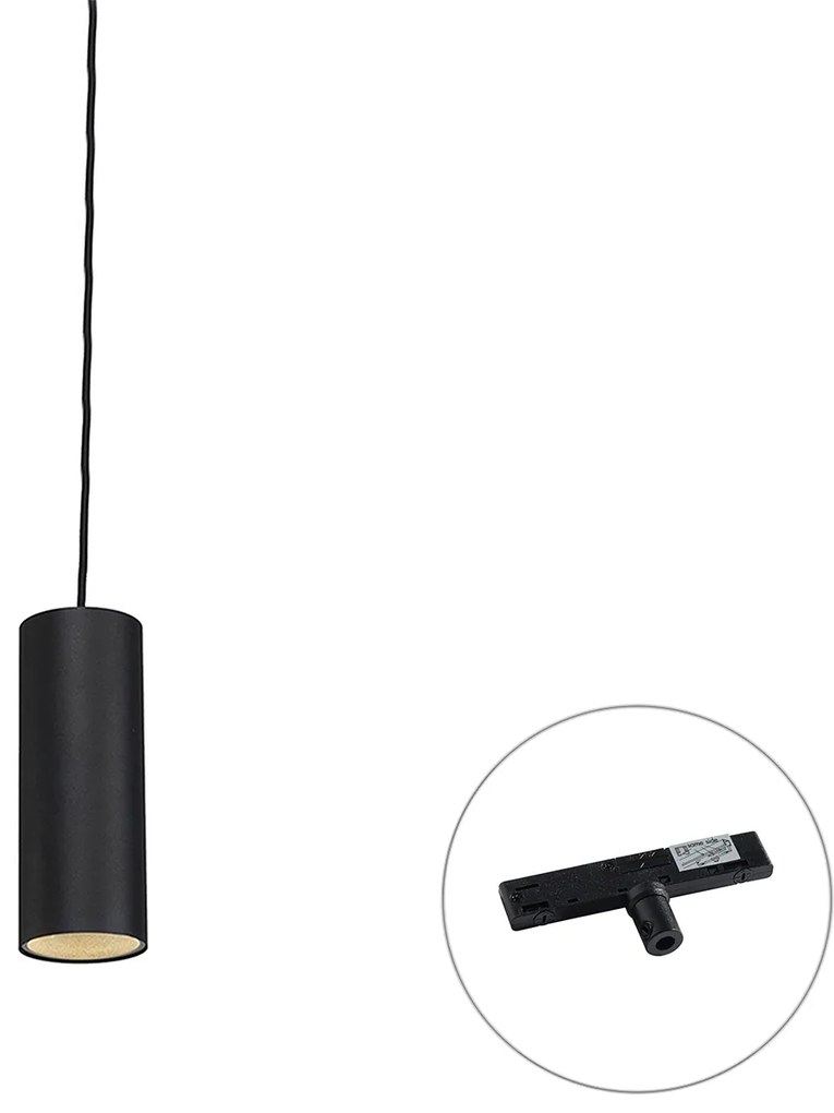 Candeeiro Pendente de Design Preto Incl. Adaptador para Calha Monofásica - Slimline Tubo