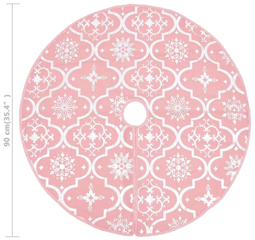 Saia de árvore de Natal luxuosa 90 cm com meia tecido rosa