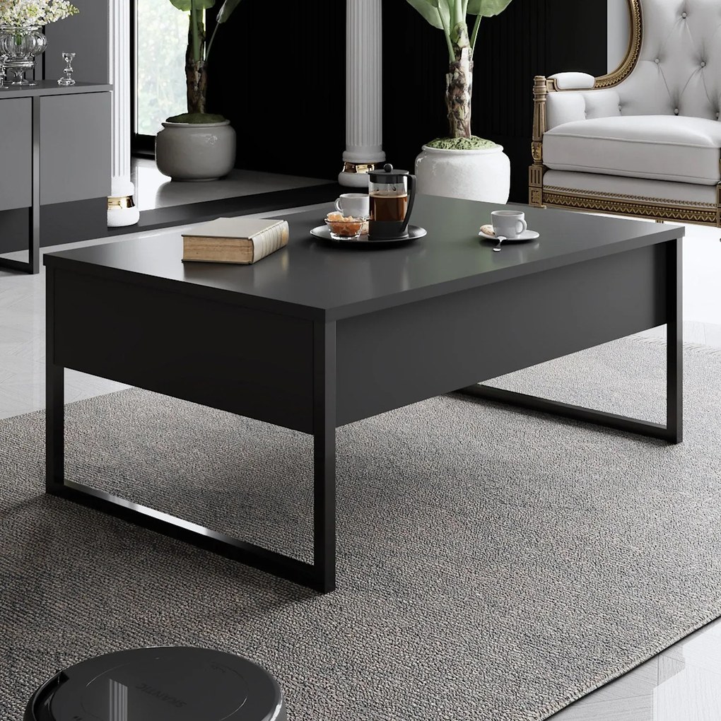Conjunto de Mobiliário de Sala Luxe Set – Preto Antracite – TV Stand:
