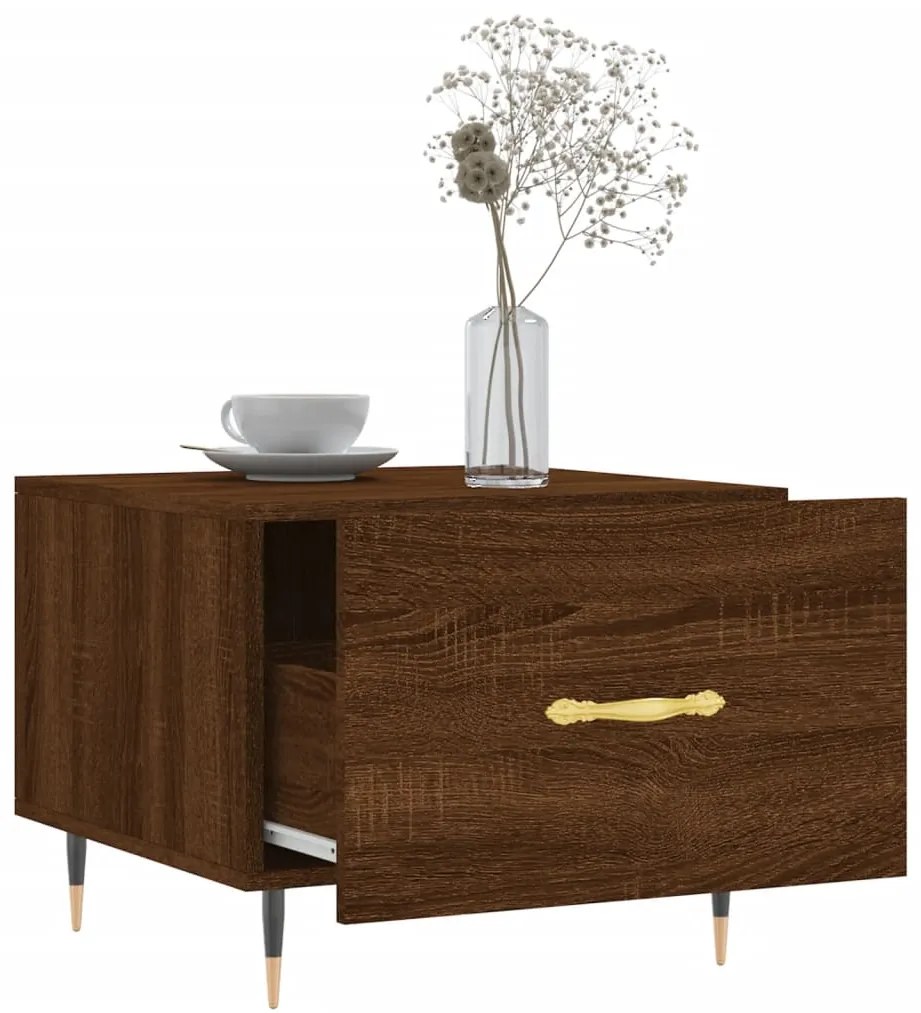 Mesa centro 2 pcs 50x50x40 cm madeira proc. carvalho castanho
