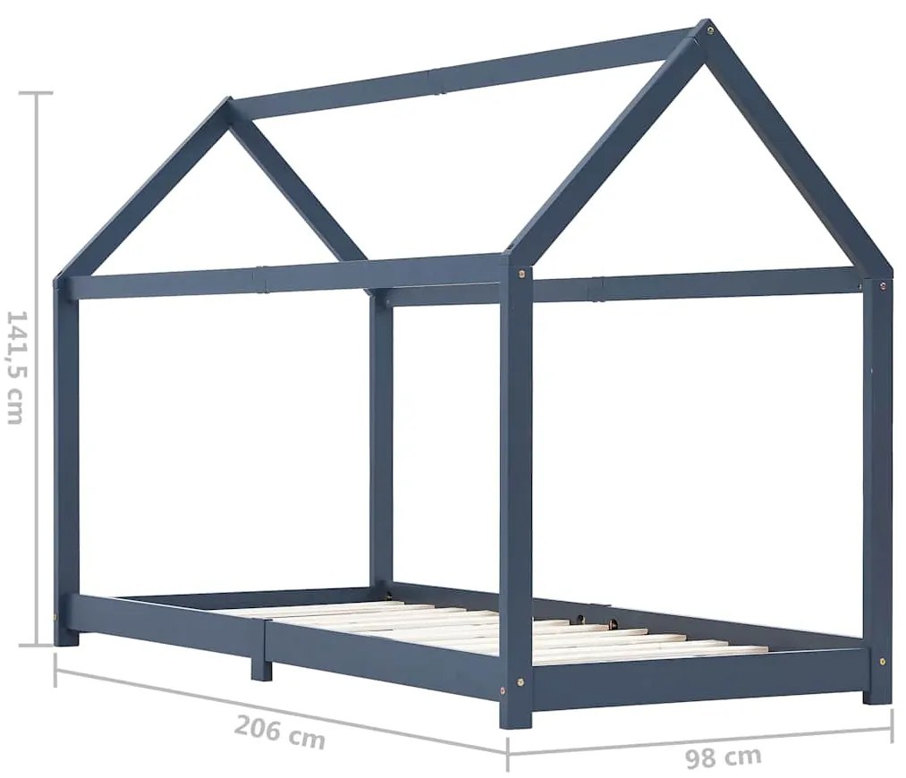 Estrutura de cama para crianças 90x200 cm pinho maciço cinzento