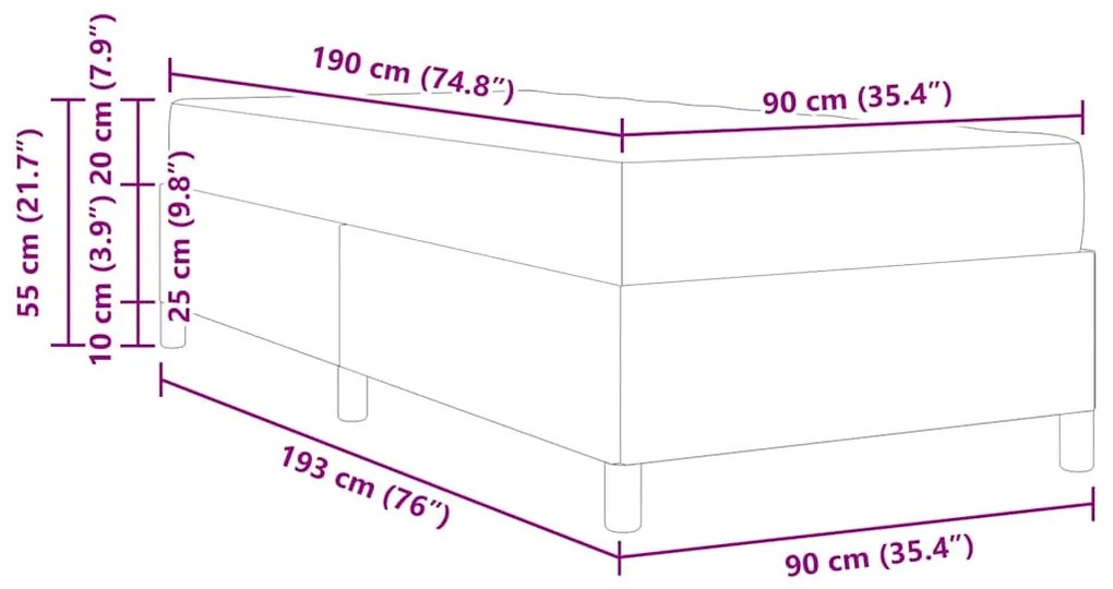 Estrutura da Cama Azul Escuro e Branco 90 x 190 cm Veludo