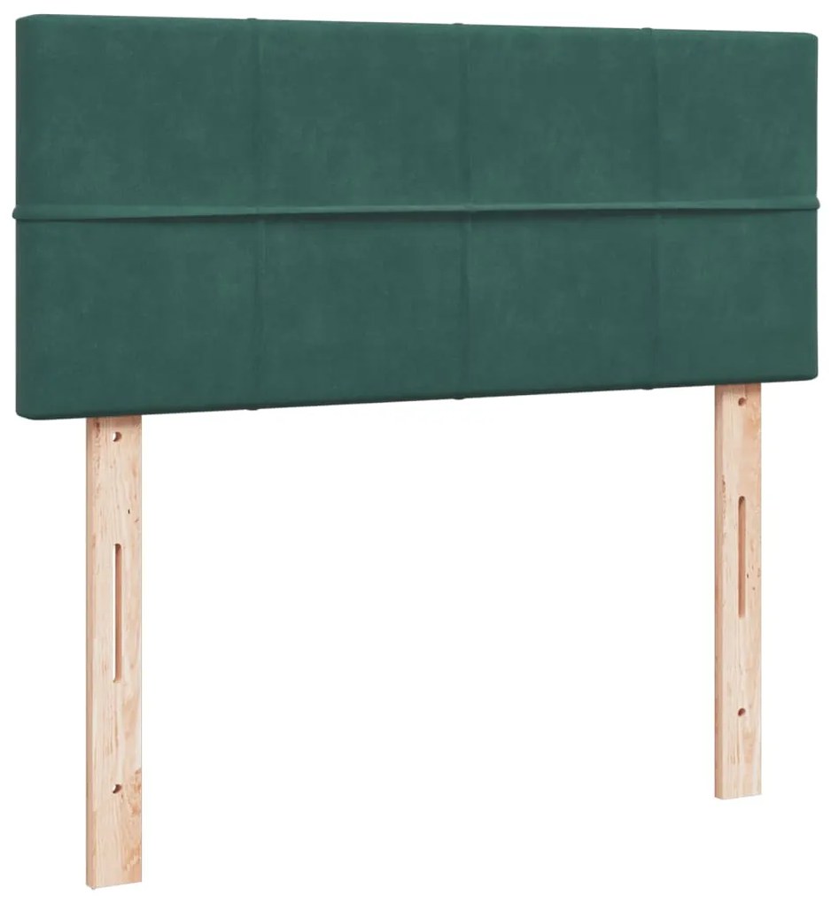 Cama boxspring com colchão 120x190 cm veludo verde-escuro