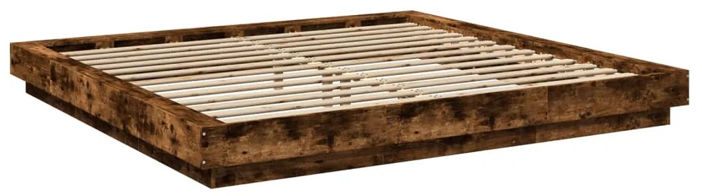 Estrutura cama c/ luzes LED derivados madeira carvalho fumado