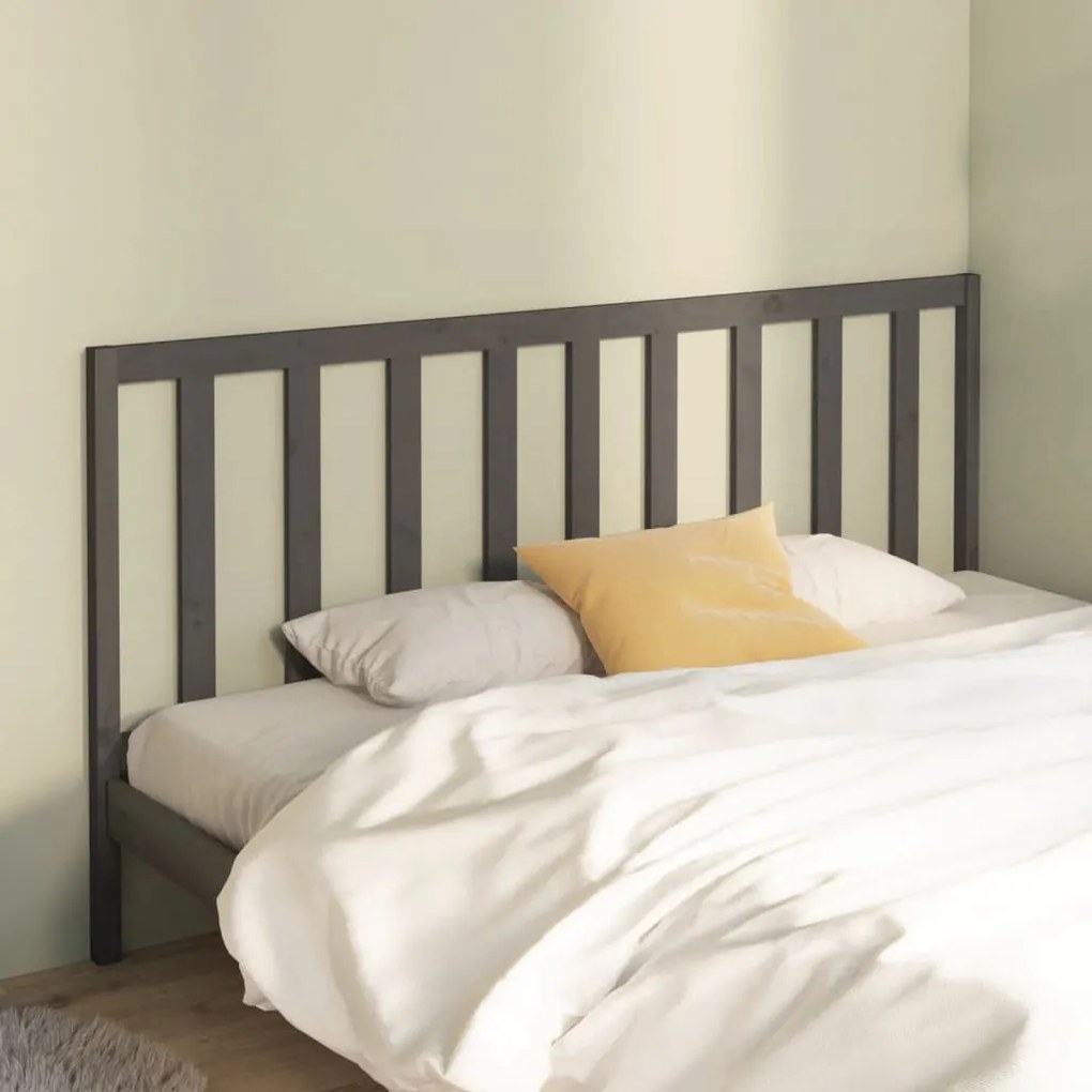 817757 vidaXL Cabeceira de cama 186x4x100 cm pinho maciço cinzento