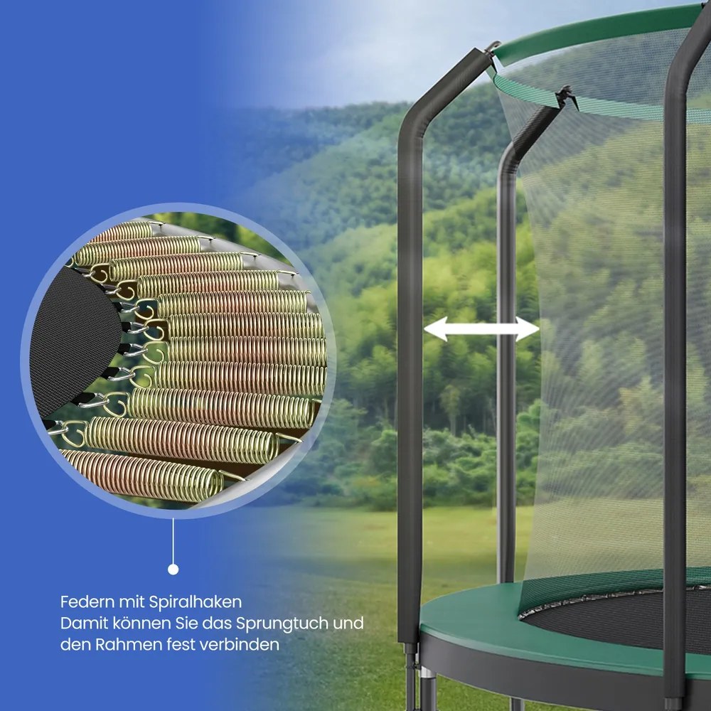 Trampolim de 305 cm de jardim, com rede de segurança Preto-verde escuro