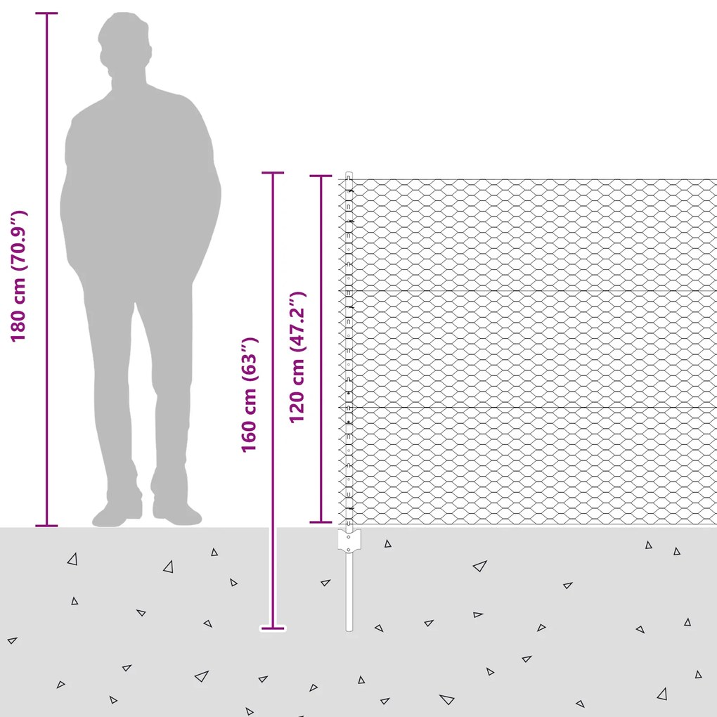 Postes de Cerca vidaXL 22 pcs Canal U Cinza 120 cm Aço, Cerca Hexagona