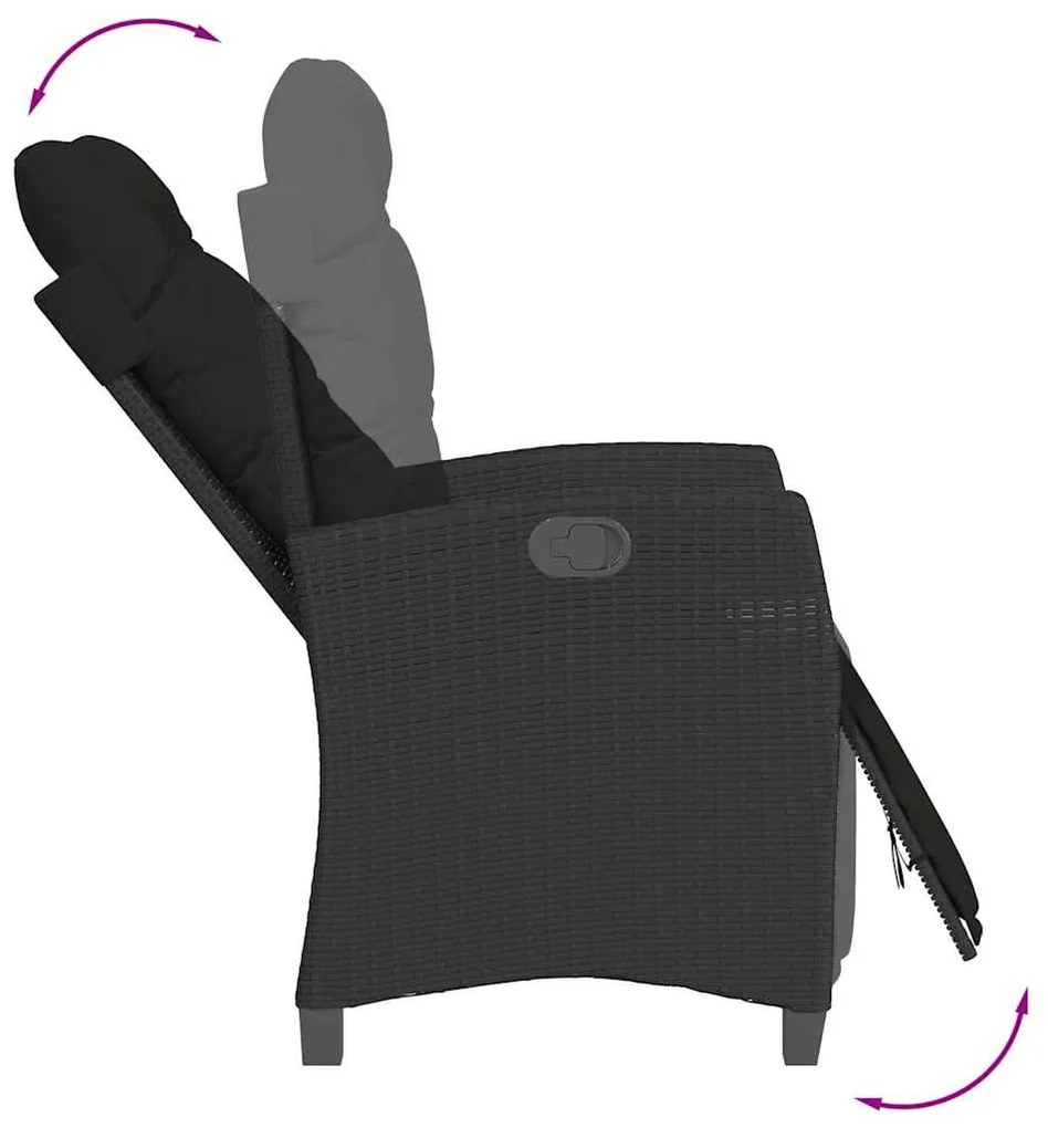 9 pcs conjunto de jantar p/ jardim c/ almofadões vime PE preto