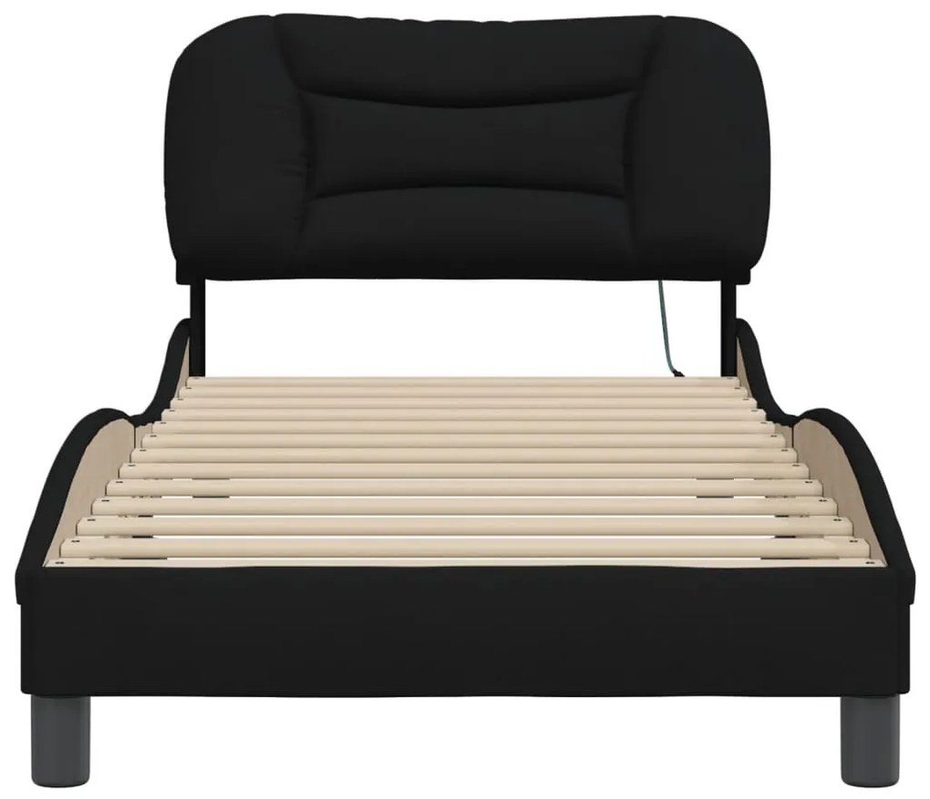 Estrutura de cama com LED sem colchão 80x200 cm tecido preto
