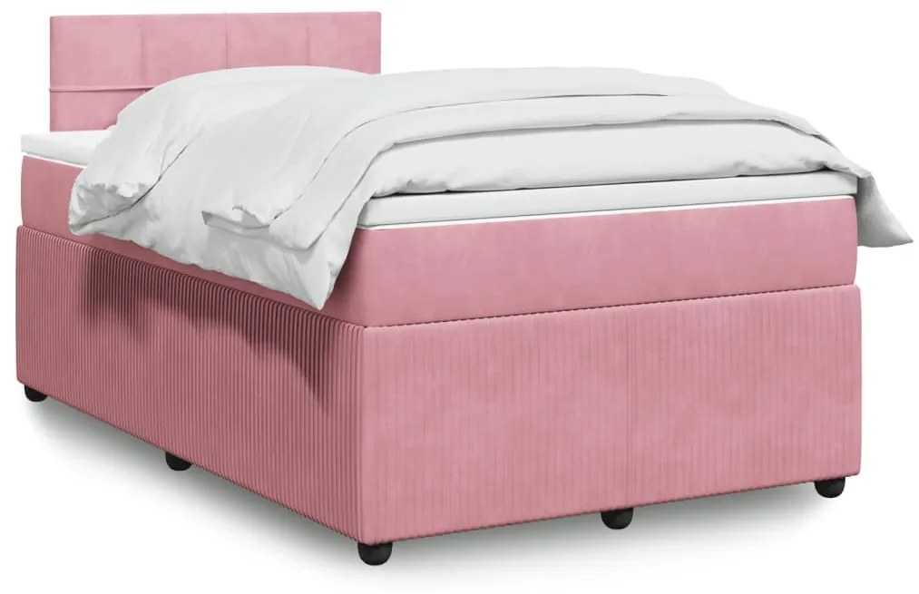 Cama boxspring com colchão 120x190 cm veludo rosa