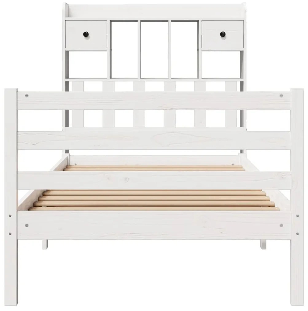 Cama com estante sem colchão 100x200 cm pinho maciço branco